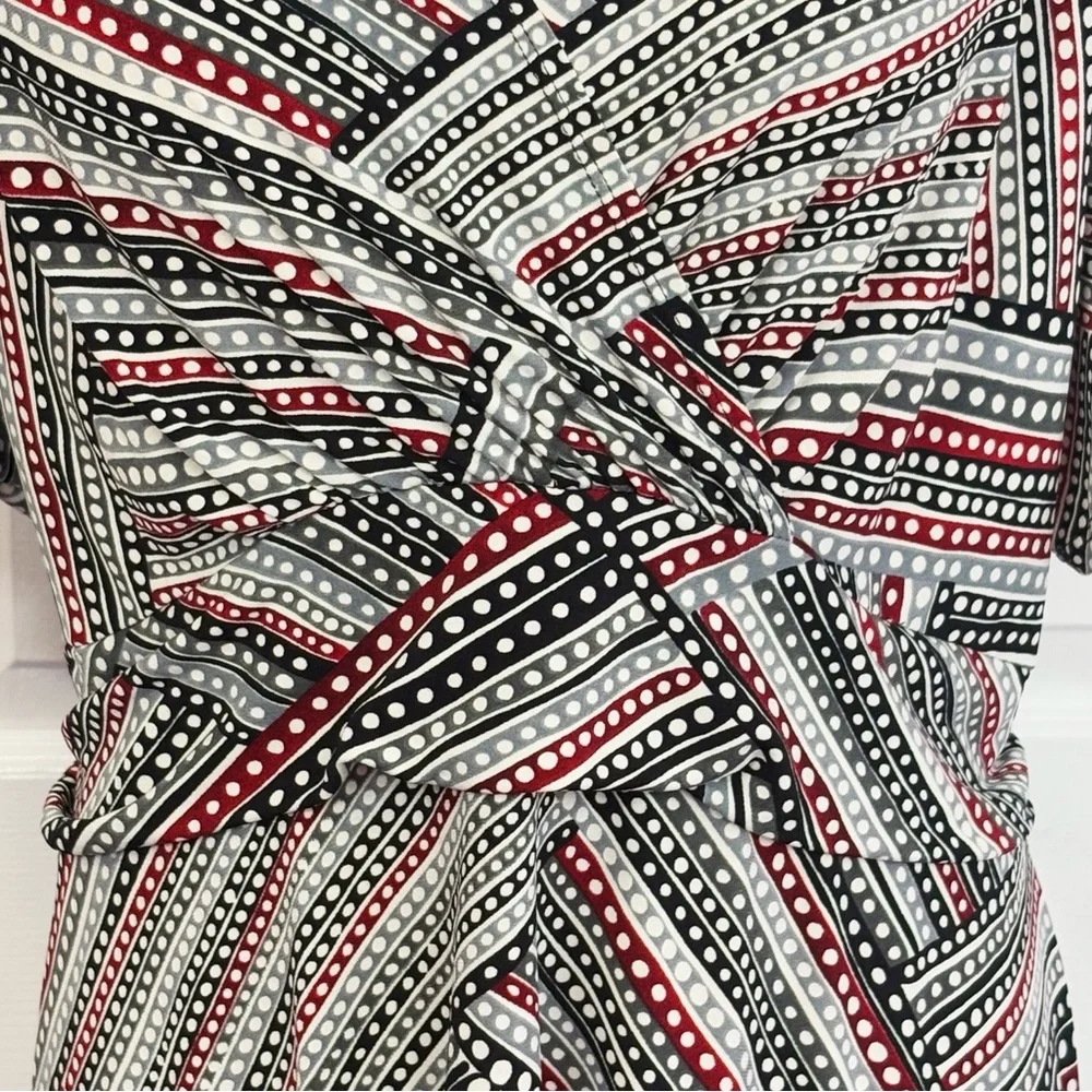 Lane Bryant 18/20 Y2K Gray Multi Dot Print Empire Waist Tie Back Blouse